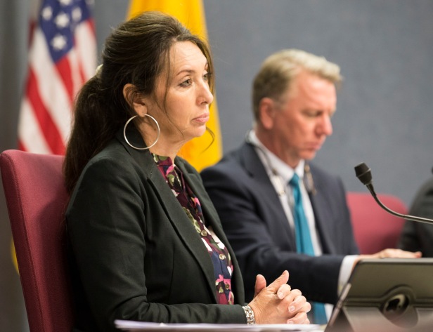 Councilor Klarissa J. Peña (D-District 3), one of the co-sponsors for the memorial introduced Monday night, listens a s members of the audience show their support for ABQ being an “immigrant-friendly city”. (Photo credit: Isaac j. De Luna)